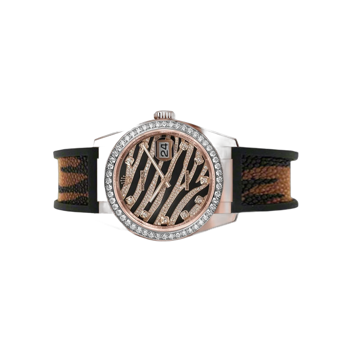 Rolex Datejust 116185BBR Roségold 36mm Diamant-Pavé-Zifferblatt Damenuhr