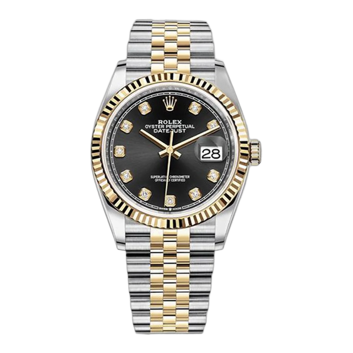 Rolex Datejust 126233-0021 Black Diamond Dial 36Mm 18K Yellow Gold And Stainless Steel Ladies Watch