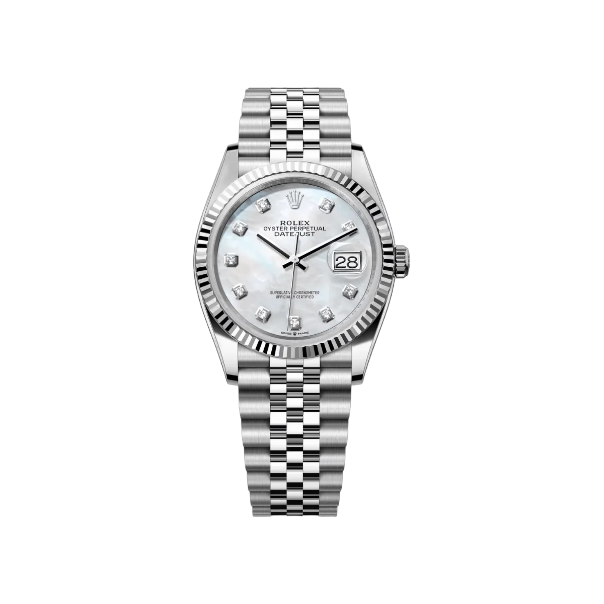 Rolex Datejust 126234-0019 Oystersteel White Gold 36mm MOP Dial Women’s Watch