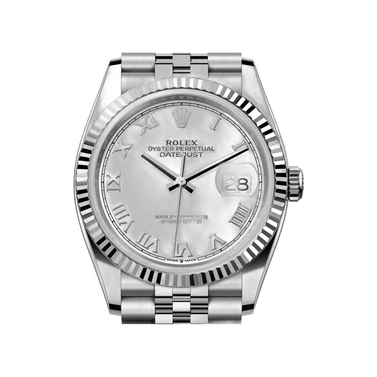 Rolex Datejust 126234-0025 Oystersteel White Gold White Roman Dial 36mm Unisex Watch