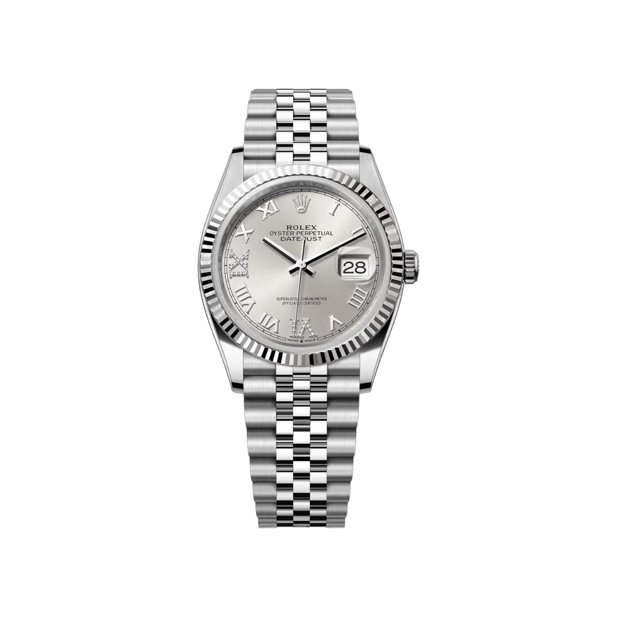 Rolex Datejust 126234-0029 Oystersteel And White Gold 36mm Silver Dial Women’s Watch