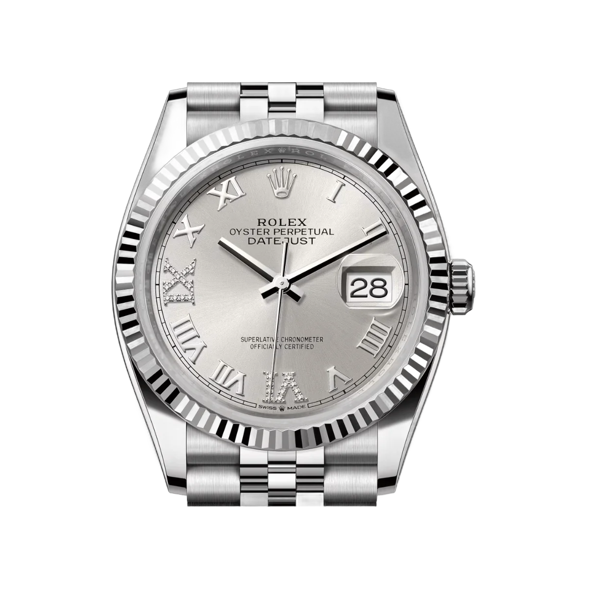 Rolex Datejust 126234-0029 Oystersteel And White Gold 36mm Silver Dial Women’s Watch
