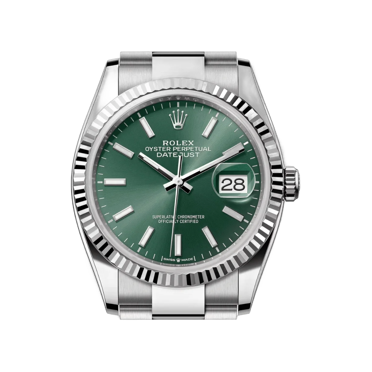 Rolex Datejust 126234-0052 Oystersteel White Gold Mint Green Dial 36mm Women’s Watch
