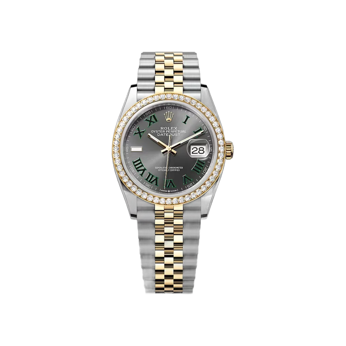 Rolex Datejust 126283RBR-0021 Oystersteel-Gelbgold Schieferzifferblatt 36mm Damenuhr