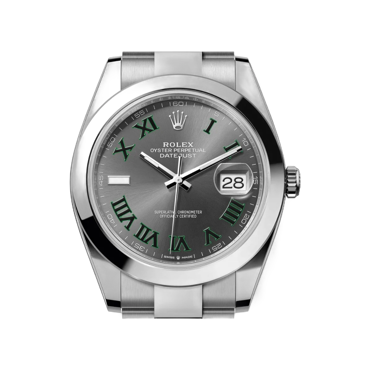 劳力士 Datejust 126300-0013 蚝式恒动 41 毫米绿色罗马数字灰色表盘男式手表