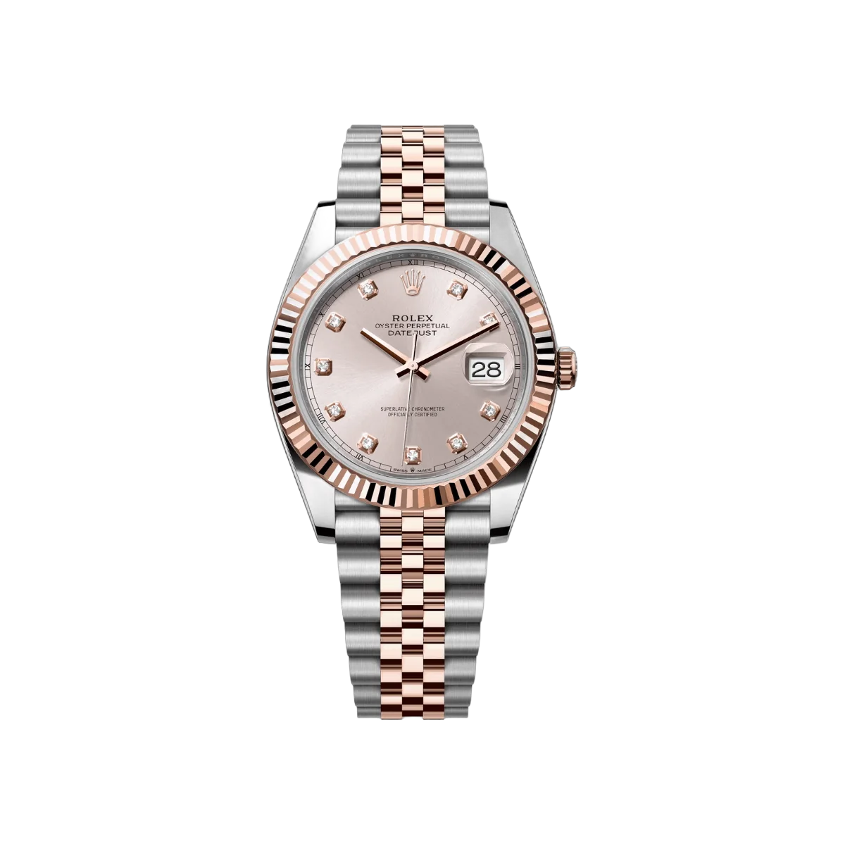 劳力士 Datejust 126331-0008 蚝式恒动 18K 永恒玫瑰金 41 毫米 Sundust 表盘钻石标记男士手表