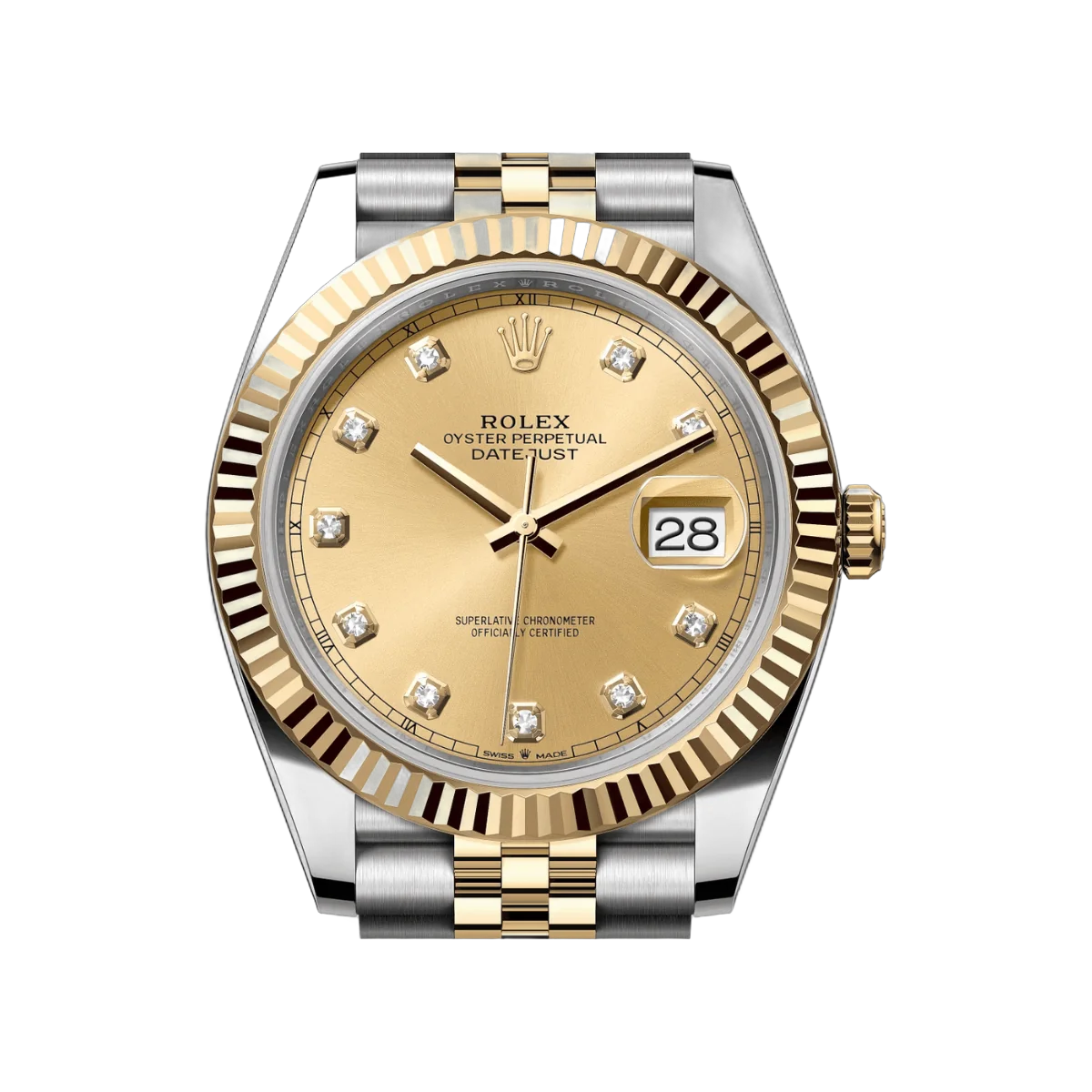 Rolex Datejust 126333-0012 Oystersteel 18kt Yellow Gold Diamond Numerals 41mm Champagne Dial Mens Watch