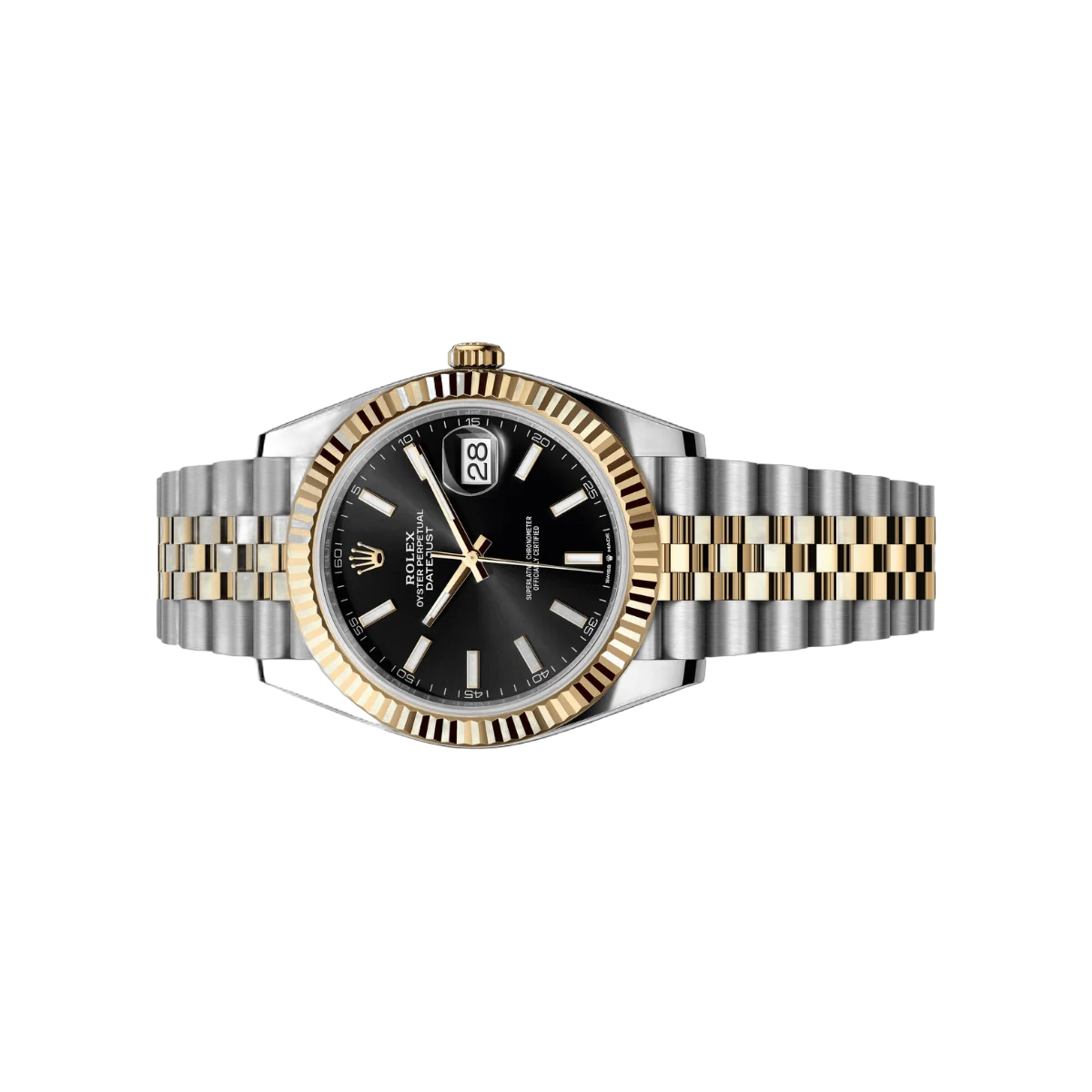 Rolex Datejust 126333-0014 Oystersteel 18Kt Yellow Gold 41mm Black Index Dial Men's Watch
