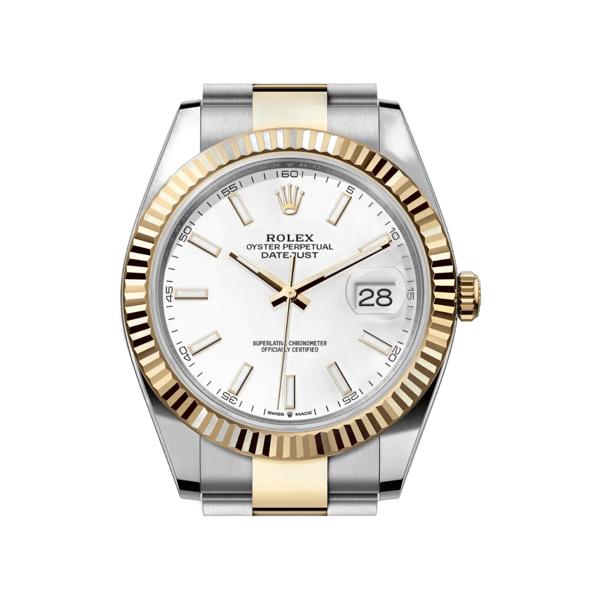 劳力士 Datejust 126333-0015 蚝式钢 18kt 黄金 41 毫米白色表盘男式手表