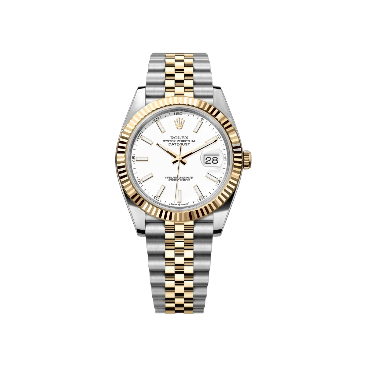 Rolex Datejust 126333-0016 Oystersteel 18kt Gelbgold 41mm Weißes Zifferblatt Herrenuhr