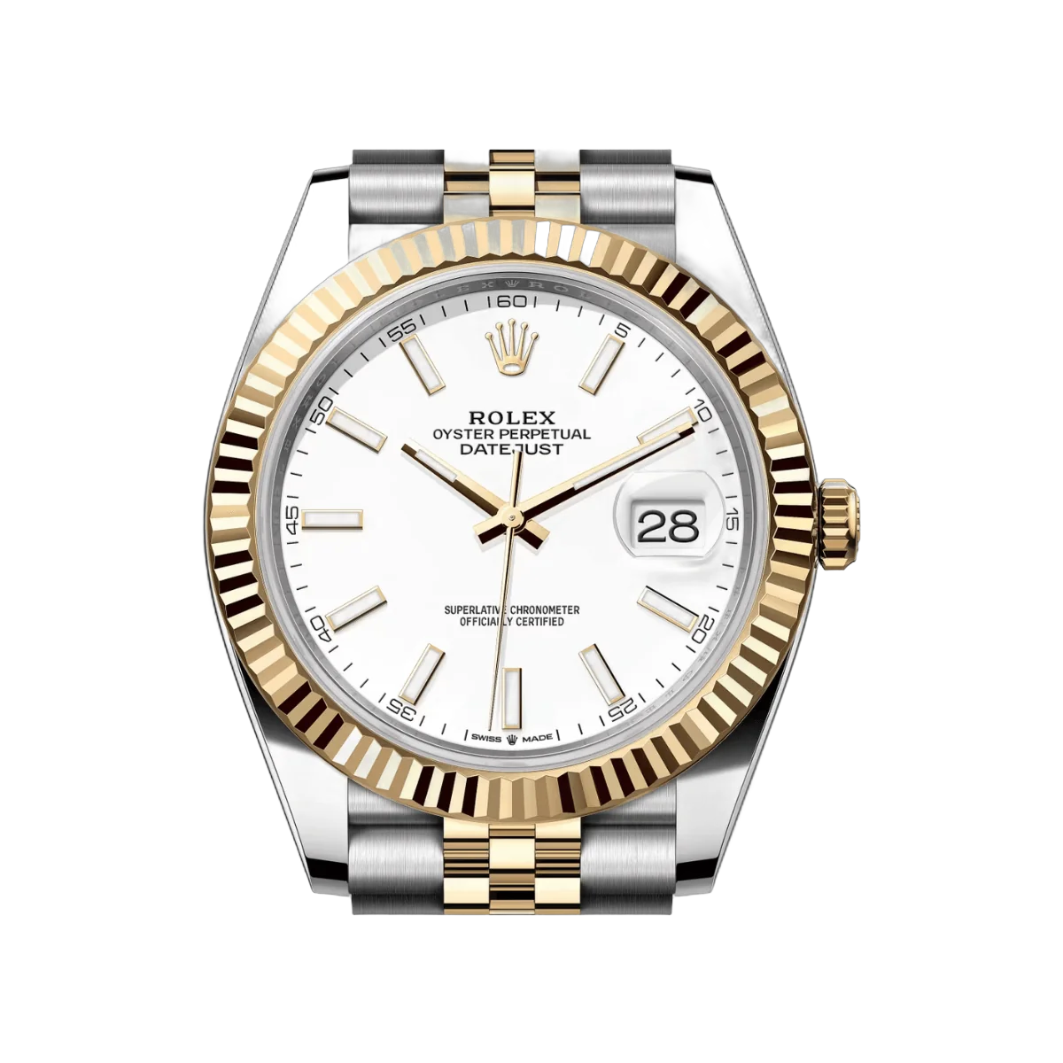 Rolex Datejust 126333-0016 Oystersteel 18kt Gelbgold 41mm Weißes Zifferblatt Herrenuhr