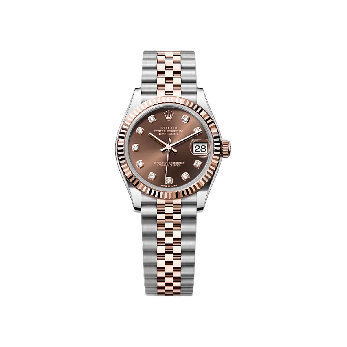 Rolex Datejust 278271-0028 Oystersteel-Everose Gold Schokoladenzifferblatt 31mm Damenuhr
