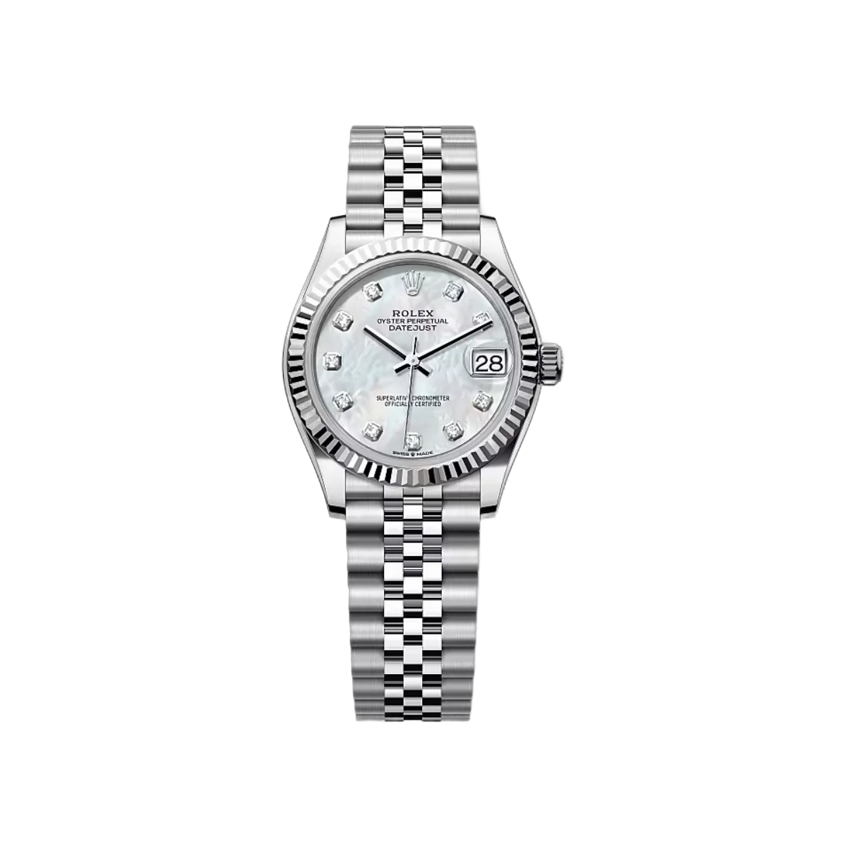Rolex Datejust 278274-0006 Oystersteel وذهب أبيض، مينا صدفية 31 مم ساعة نسائية