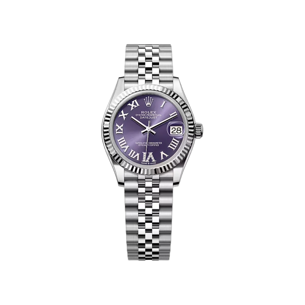 Rolex Datejust 278274-0026 Oystersteel-Weißgold Aubergine Zifferblatt 31mm Damenuhr