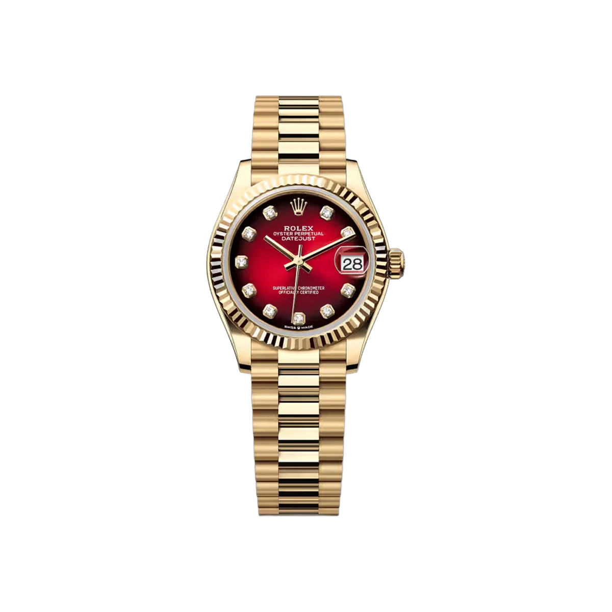 劳力士 Datejust 278278-0049 黄金 31 毫米红色渐变钻石表盘女士手表