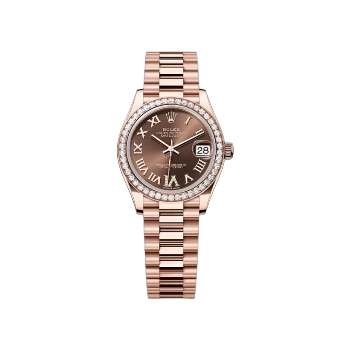 劳力士 Datejust 278285RBR-0016 永恒玫瑰金巧克力表盘 31 毫米女士手表