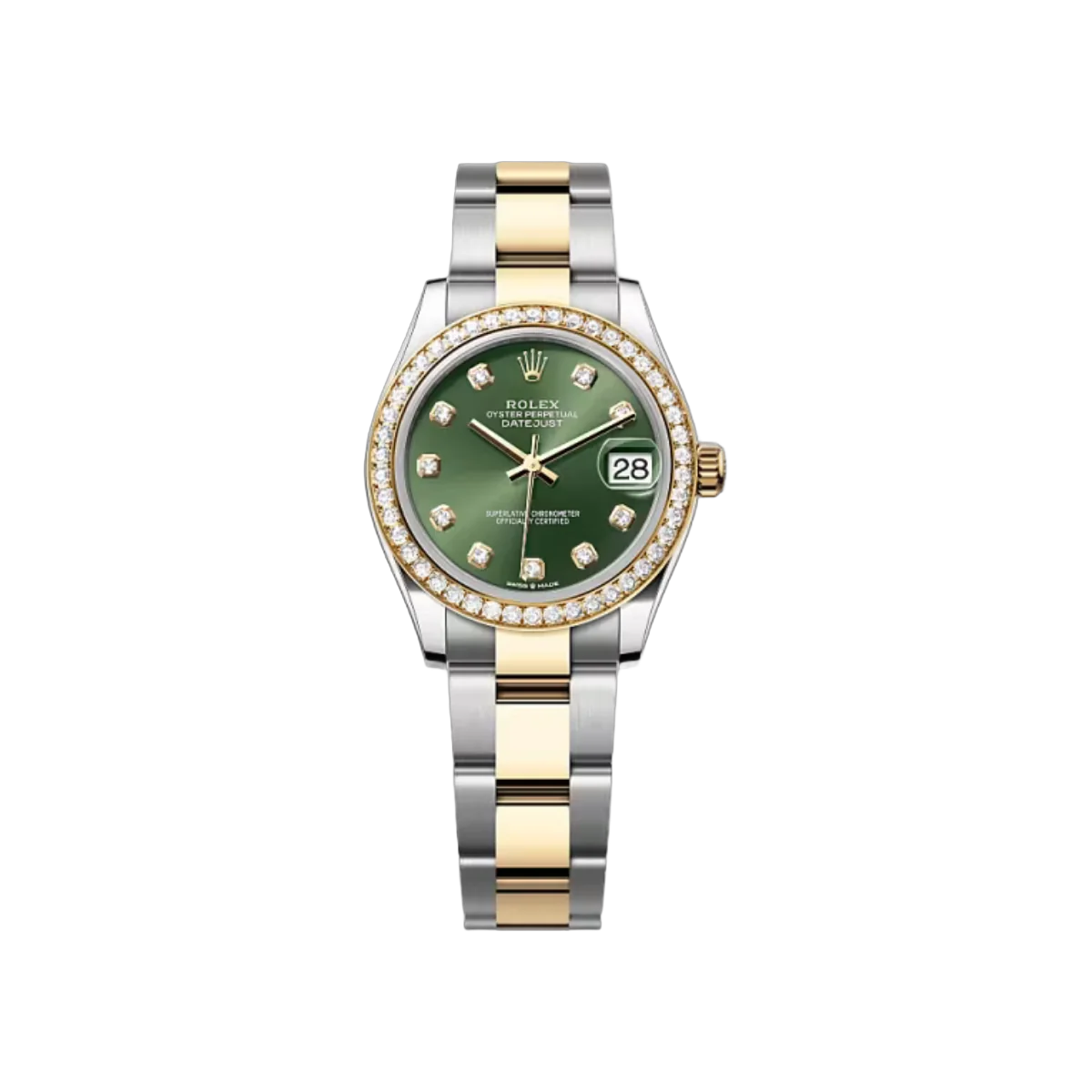 Rolex Datejust 278383RBR-0029 Oystersteel-Gelbgold Olivgrünes Zifferblatt 31mm Damenuhr