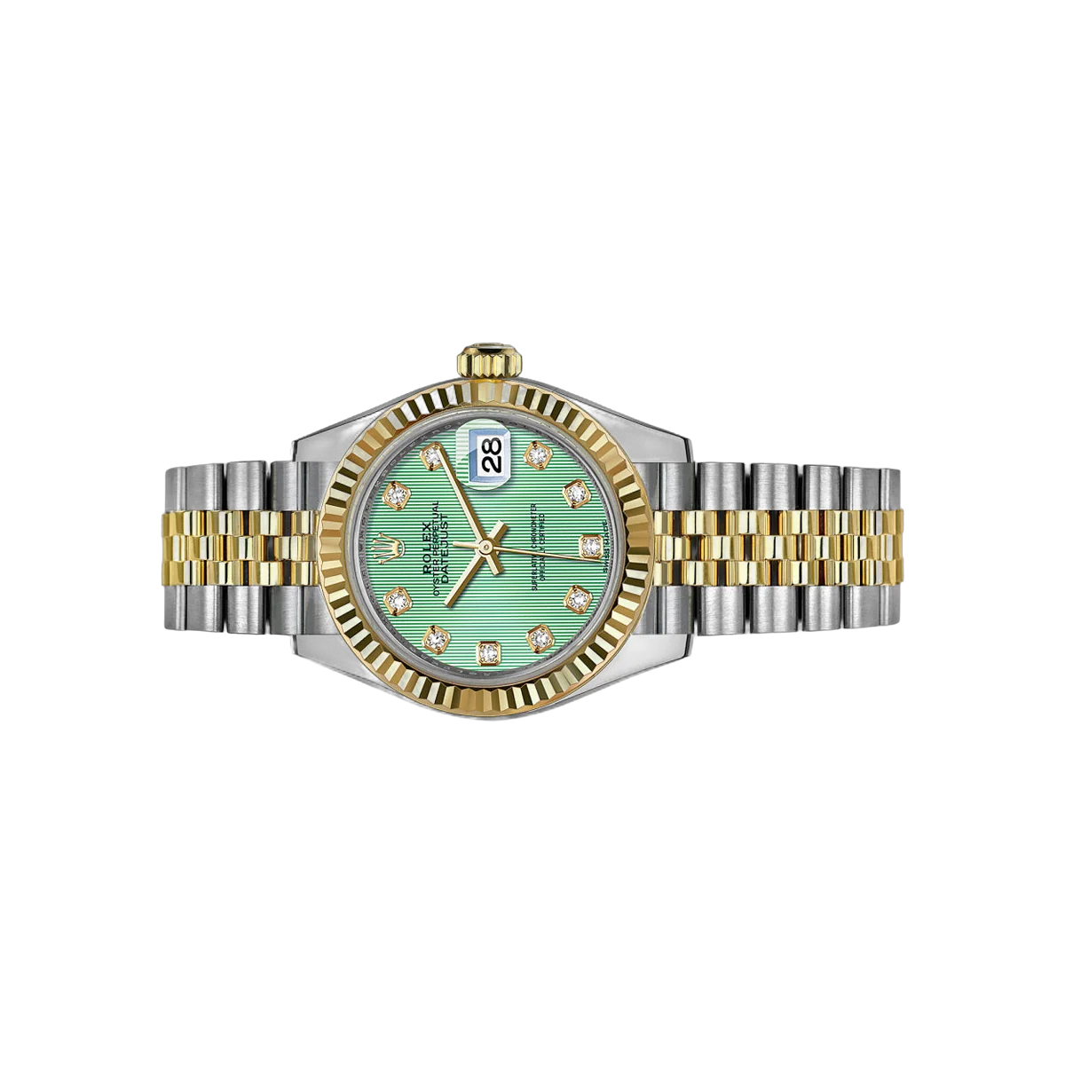 Rolex Datejust 279173 MGDJ Steel & Yellow Gold 28mm Mint Green Diamond Dial Ladies Watch
