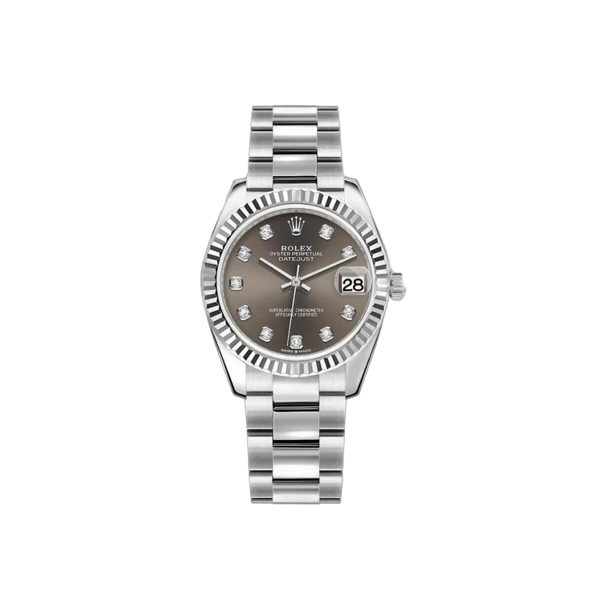 Rolex Datejust 31 M278274-0007 Oystersteel und Weißgold Graues Zifferblatt