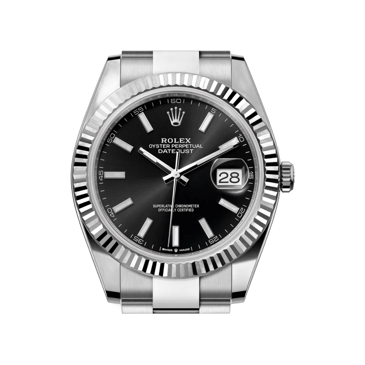 劳力士 Datejust 41 蚝式恒动 126334-0017 白金 41 毫米黑色索引表盘男士手表