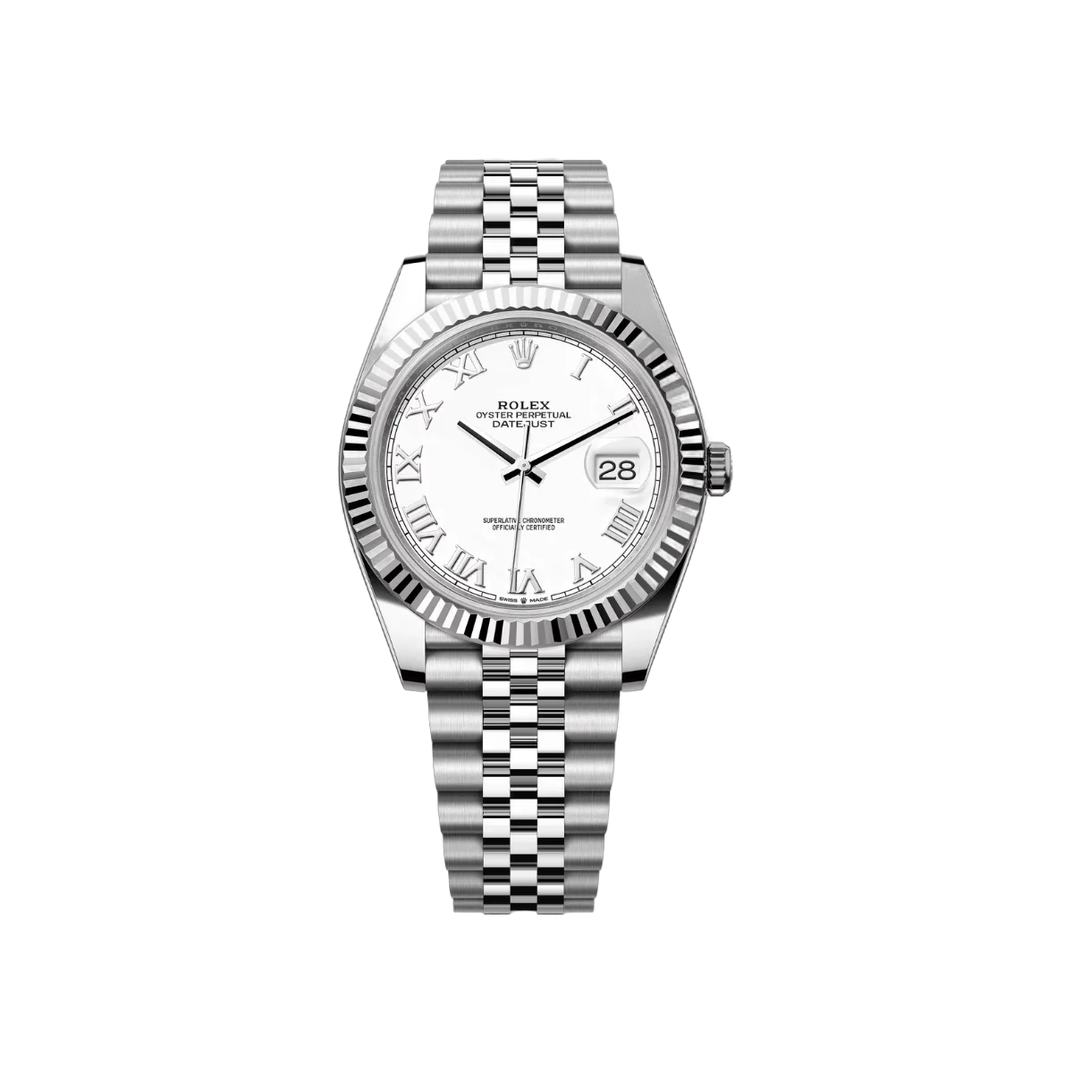 Rolex Datejust 41 Oyster Perpetual 126334-0024 Weißgold 41mm Weißes Zifferblatt Römische Ziffern Herrenuhr