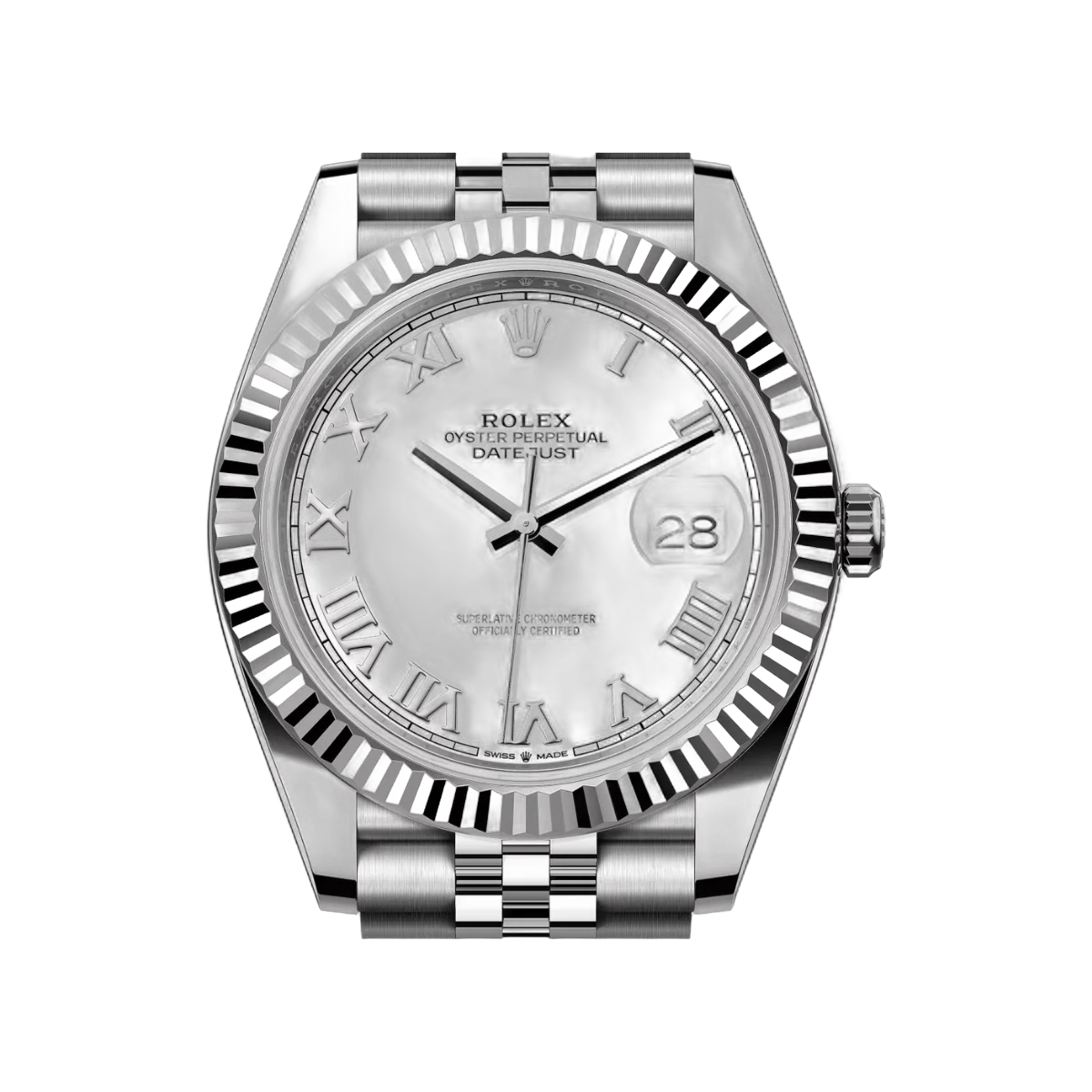 Rolex Datejust 41 Oyster Perpetual 126334-0024 Weißgold 41mm Weißes Zifferblatt Römische Ziffern Herrenuhr