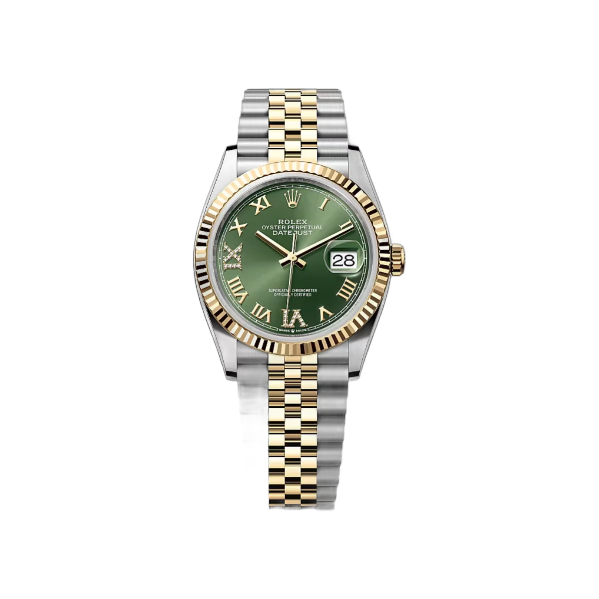 Rolex Datejust Automatic 126233-0025 Yellow Gold Olive Green Dial 36mm Women’s Watch
