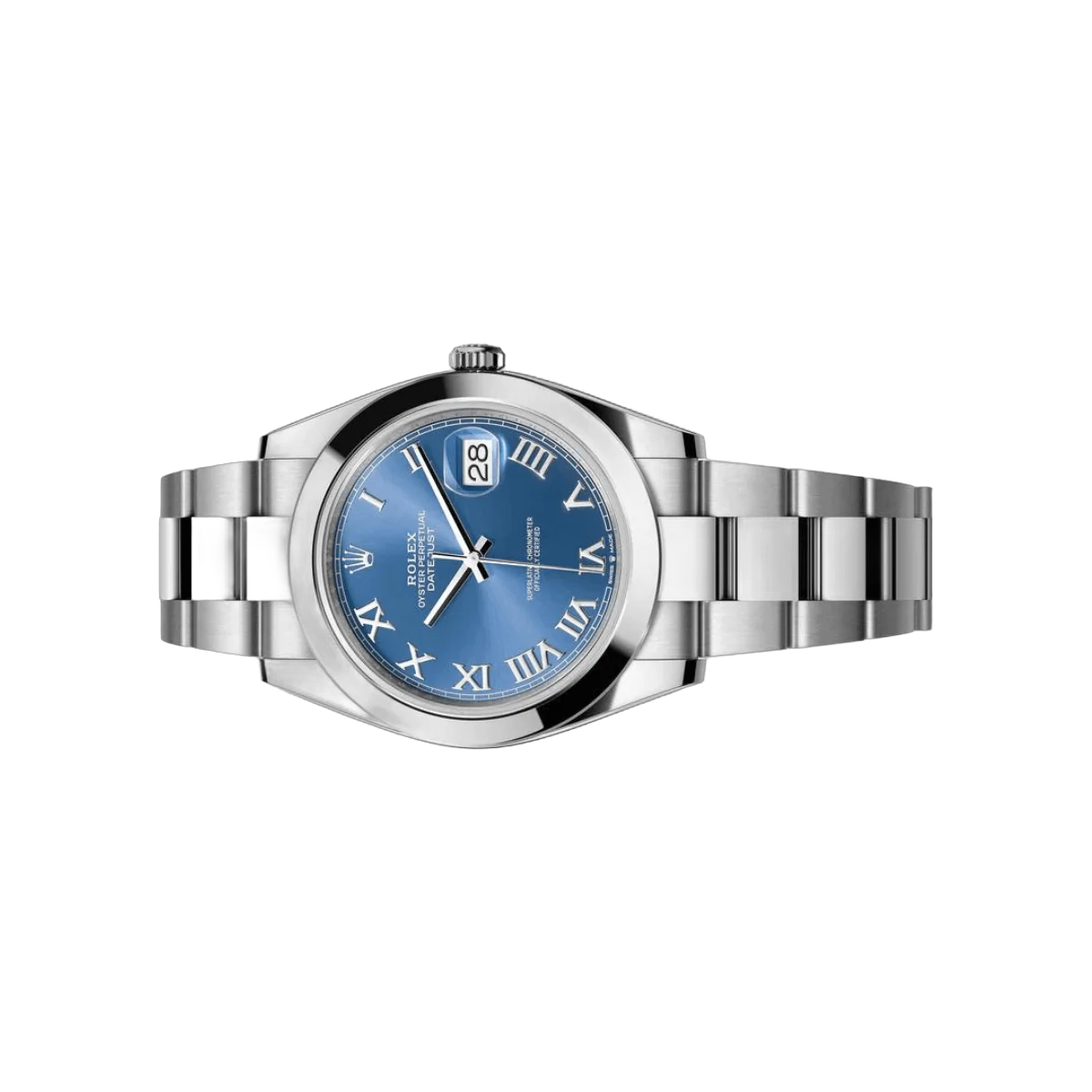 Rolex Datejust m126300-0017 Smooth Bezel Blue Roman Dial