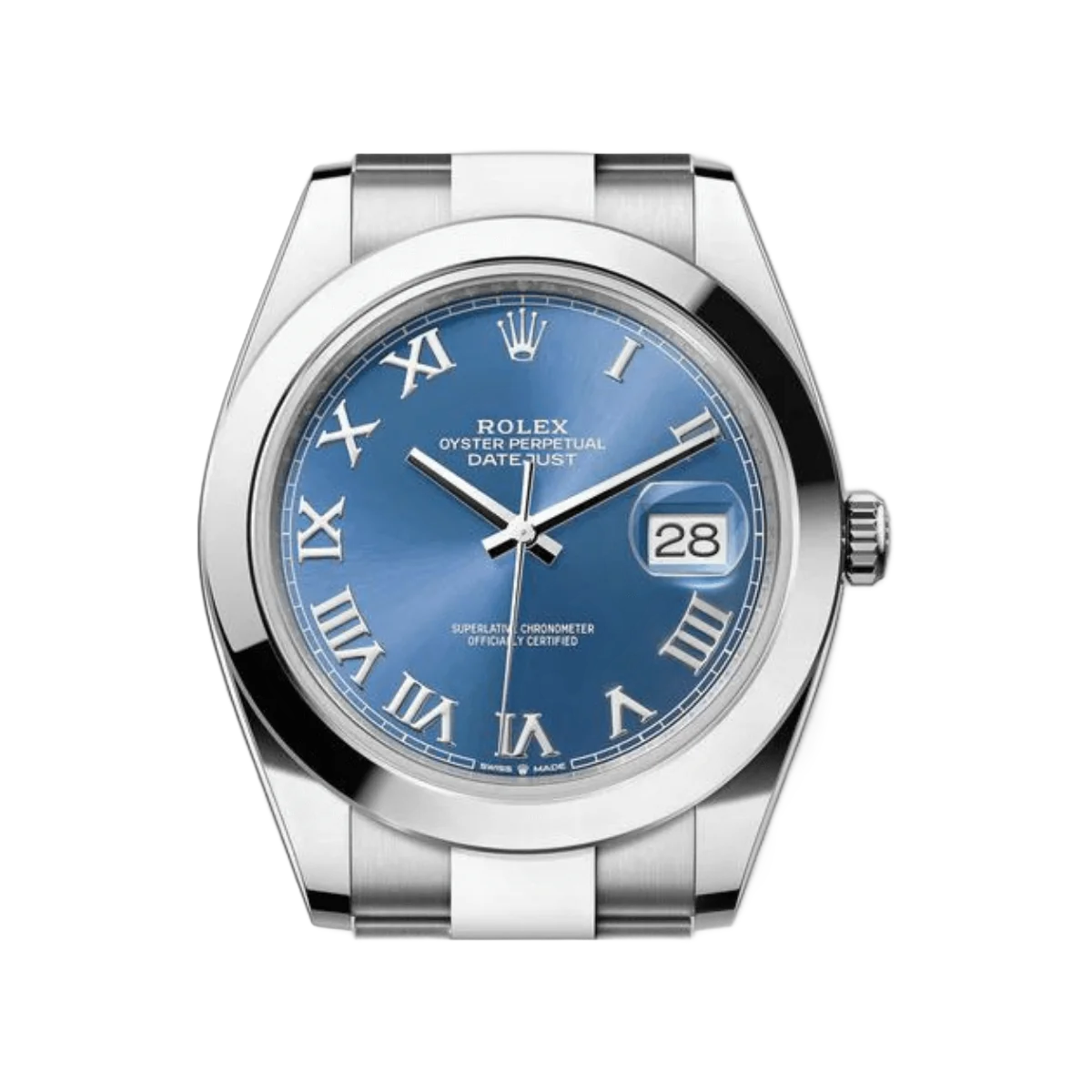 Rolex Datejust m126300-0017 Smooth Bezel Blue Roman Dial