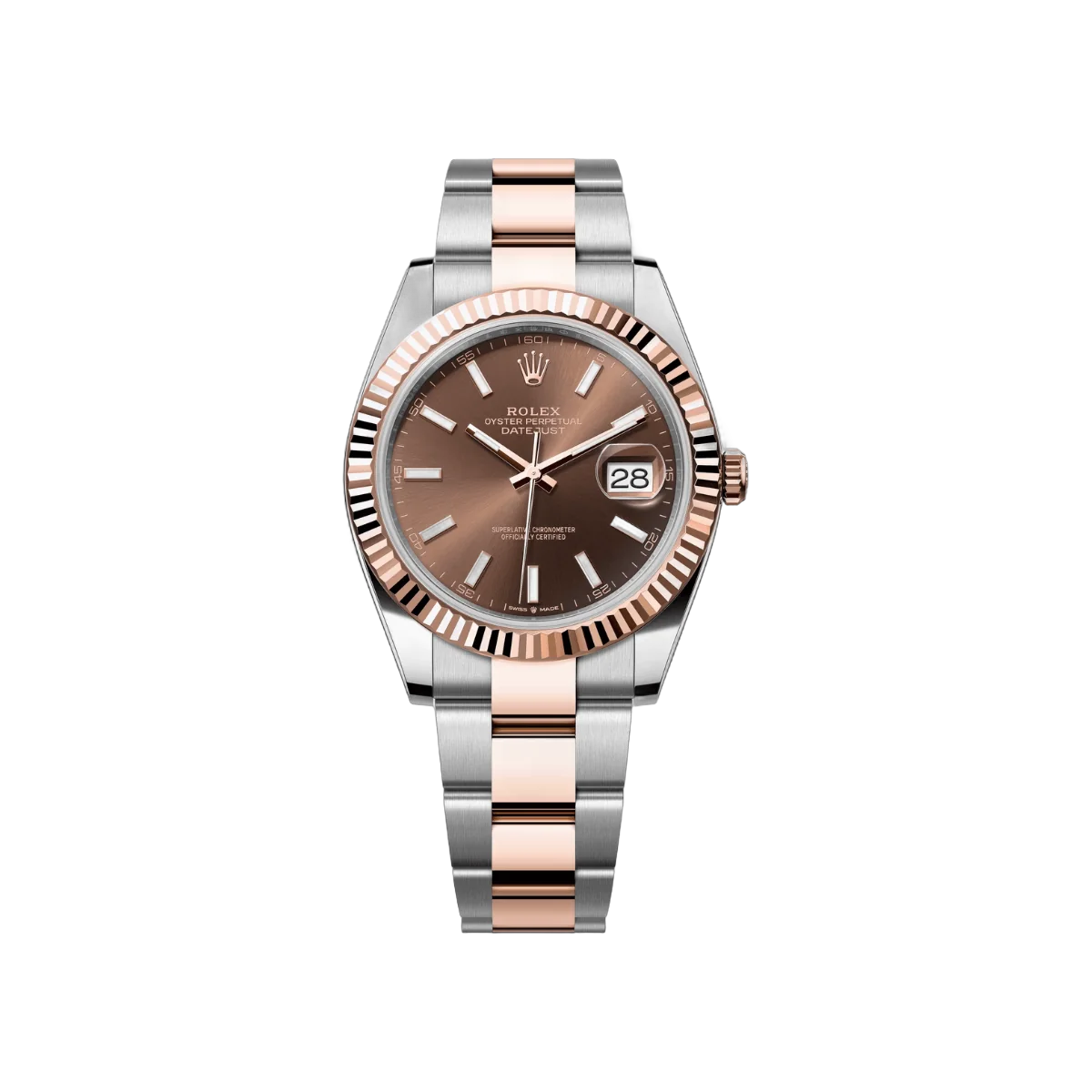 Rolex Datejust m126331-0001 Oyster Perpetual 18K Everose Gold 41Mm ساعة رجالية بمينا بني
