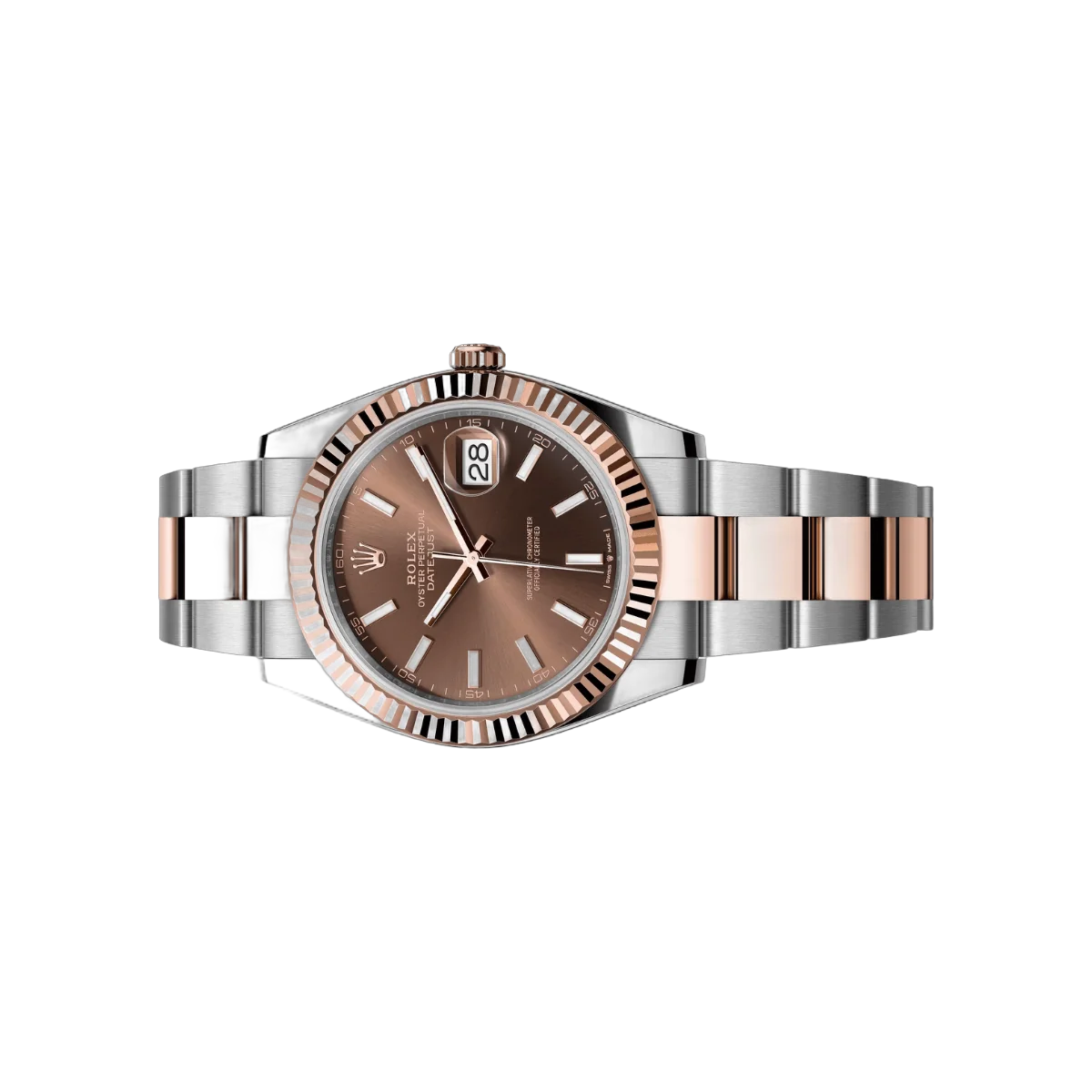Rolex Datejust m126331-0001 Oyster Perpetual 18K Everose Gold 41Mm ساعة رجالية بمينا بني