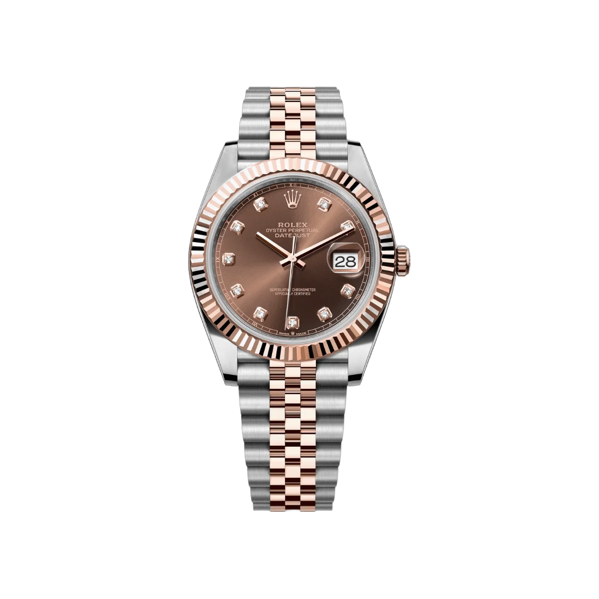 劳力士 Datejust m126331-0004 凹槽表圈 18Kt 永恒玫瑰金巧克力钻石表盘