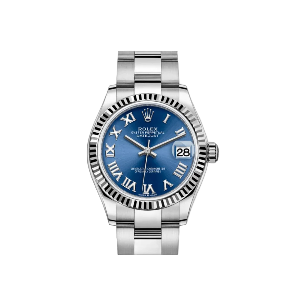 Rolex Datejust M278274-0033 31 Mm Oystersteel Blue Dial White Gold