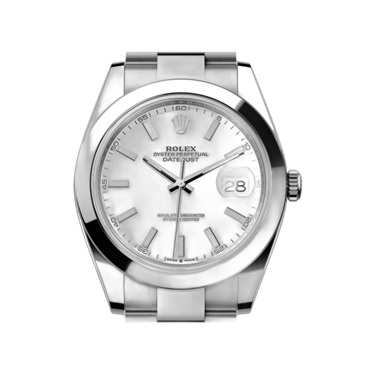 Rolex Datejust Oyster Perpetual 126300-0005 Herrenuhr mit weißem Indexzifferblatt 41mm