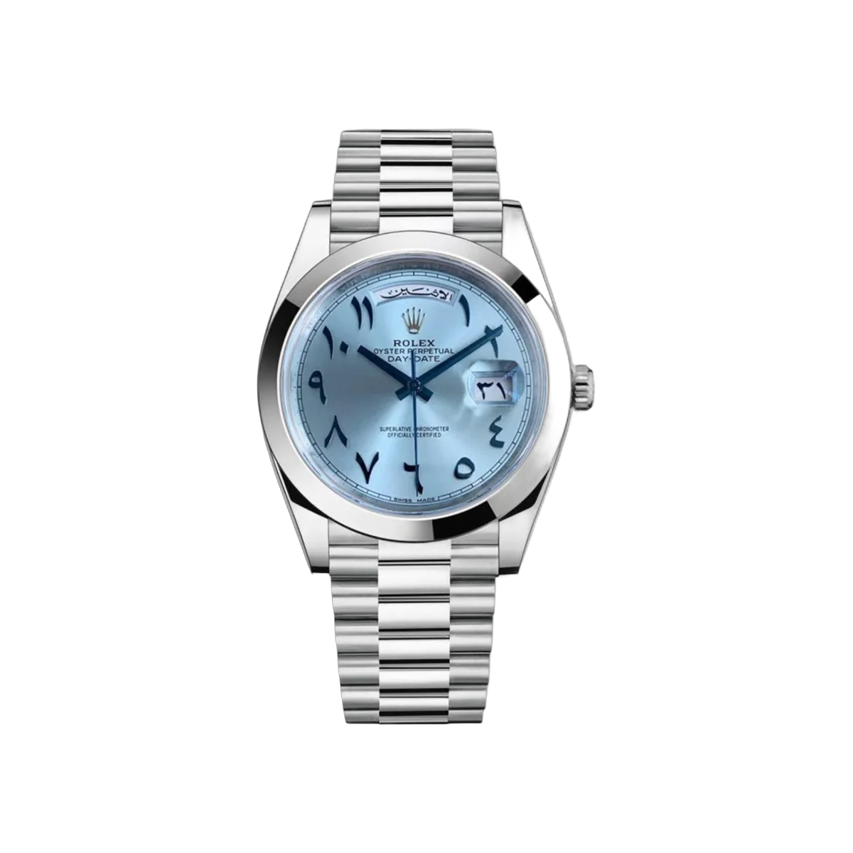 Rolex Day-Date 228206 Platin 40mm Eisblau Arabisches Zifferblatt Herrenuhr