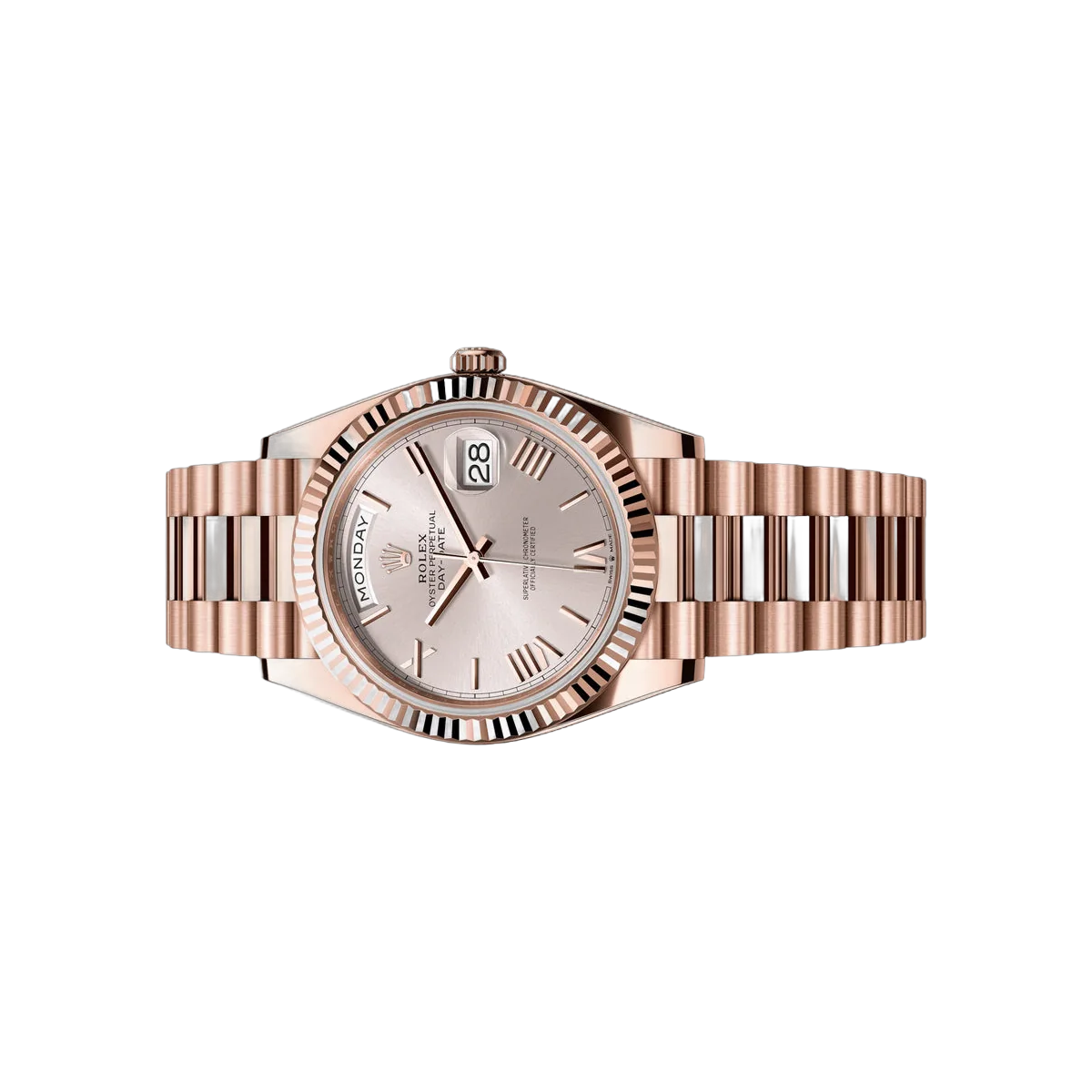 Rolex Day-Date 228235-0001 Everose Gold 40mm Sundust Römisches Zifferblatt Herrenuhr