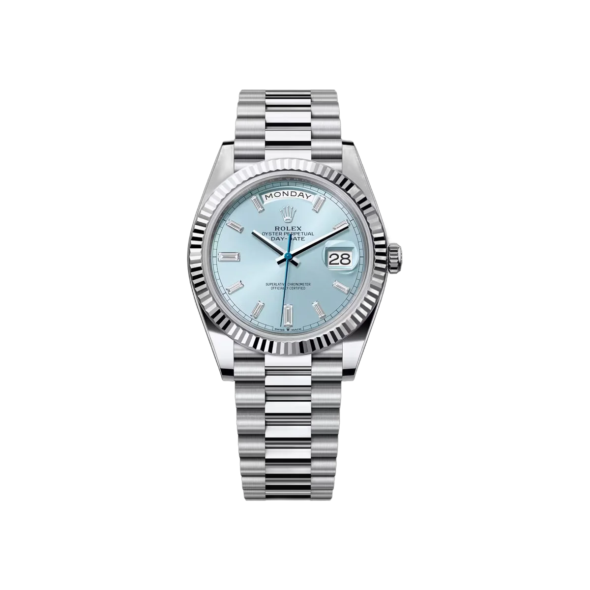 Rolex Day-Date 228236-0006 Platin 40 mm Eisblau Diamantzifferblatt Herrenuhr