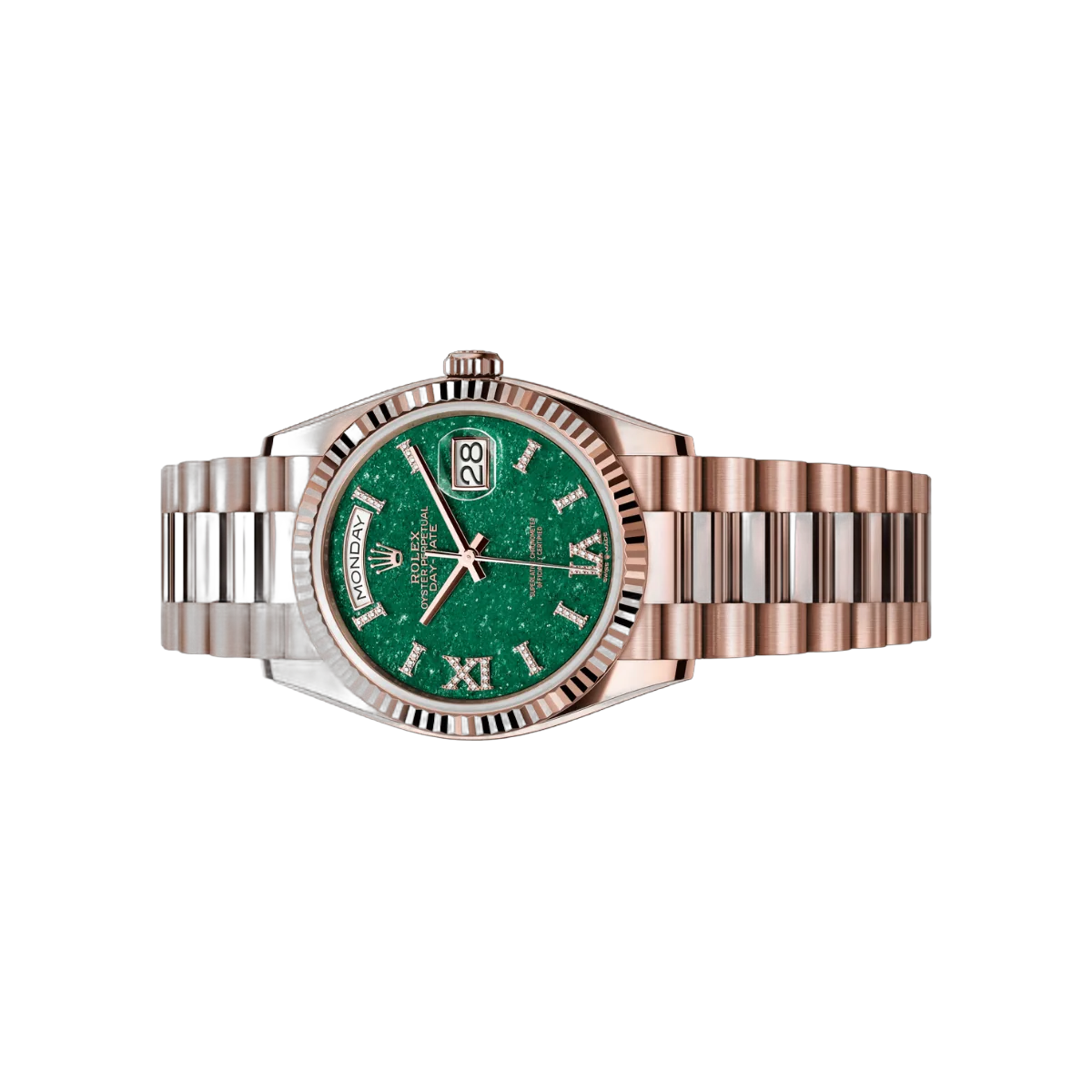 Rolex Day Date Aventurine 128235-0068 Everose Gold Green Aventurine Green Dial