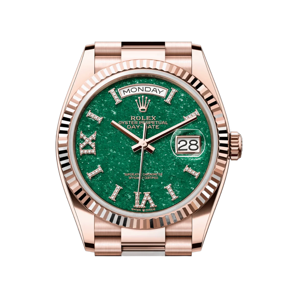 Rolex Day Date Aventurine 128235-0068 Everose Gold Green Aventurine Green Dial