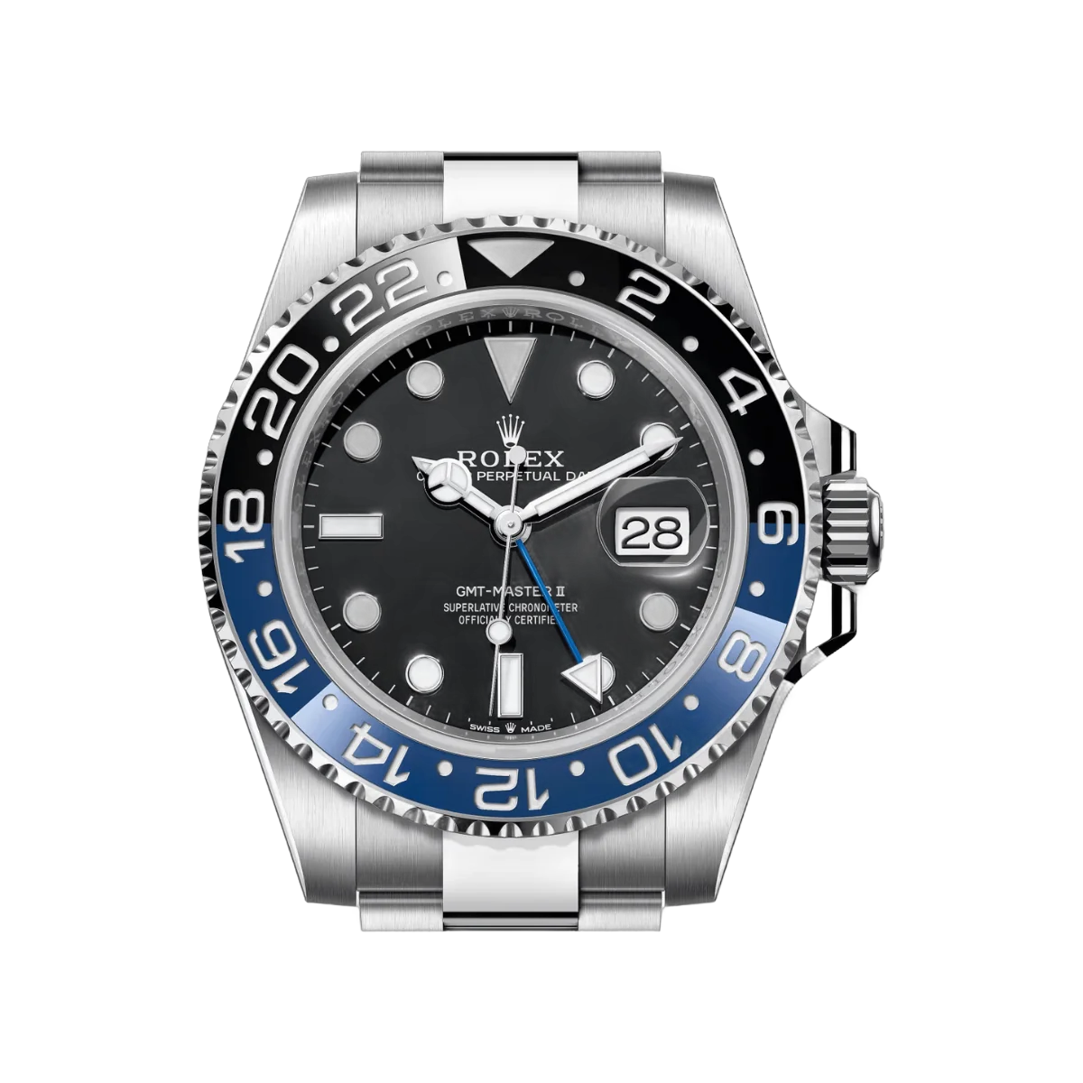 Rolex GMT-Master II Batman 126710BLNR-0003 Oystersteel Schwarze und blaue Keramiklünette 40mm Schwarzes Zifferblatt