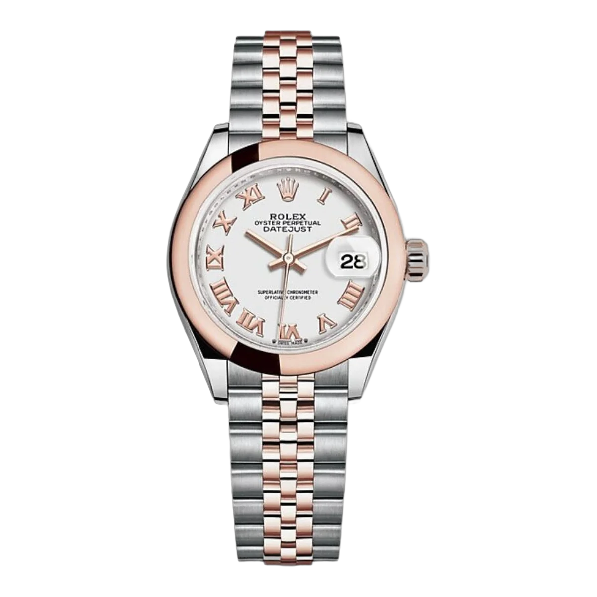 Rolex Lady Datejust M279161-0021 28 مم فولاذ أويستر وذهب إيفروز