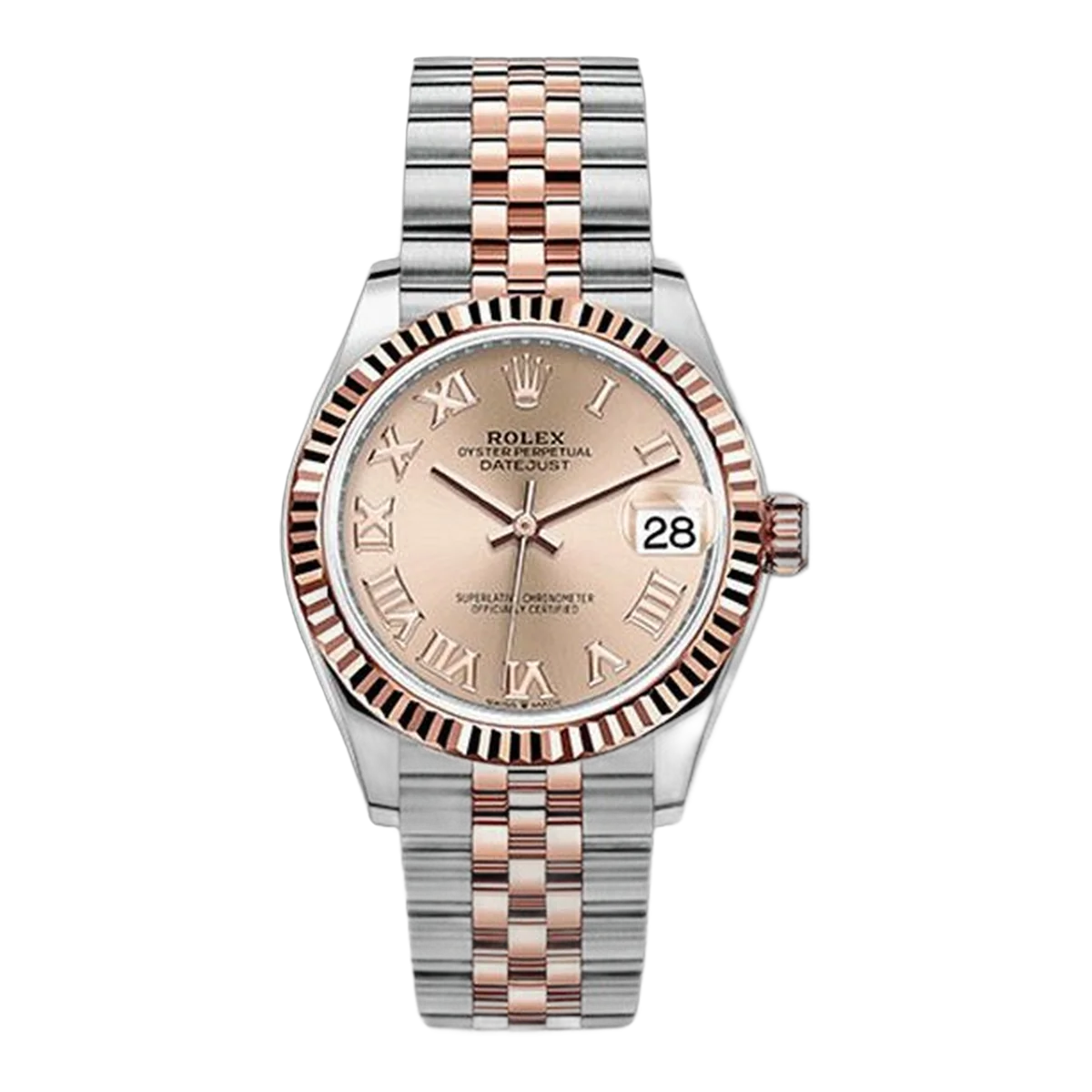 劳力士蚝式恒动 Datejust 278271 Rorj 31 毫米 18K 玫瑰金和不锈钢玫瑰表盘