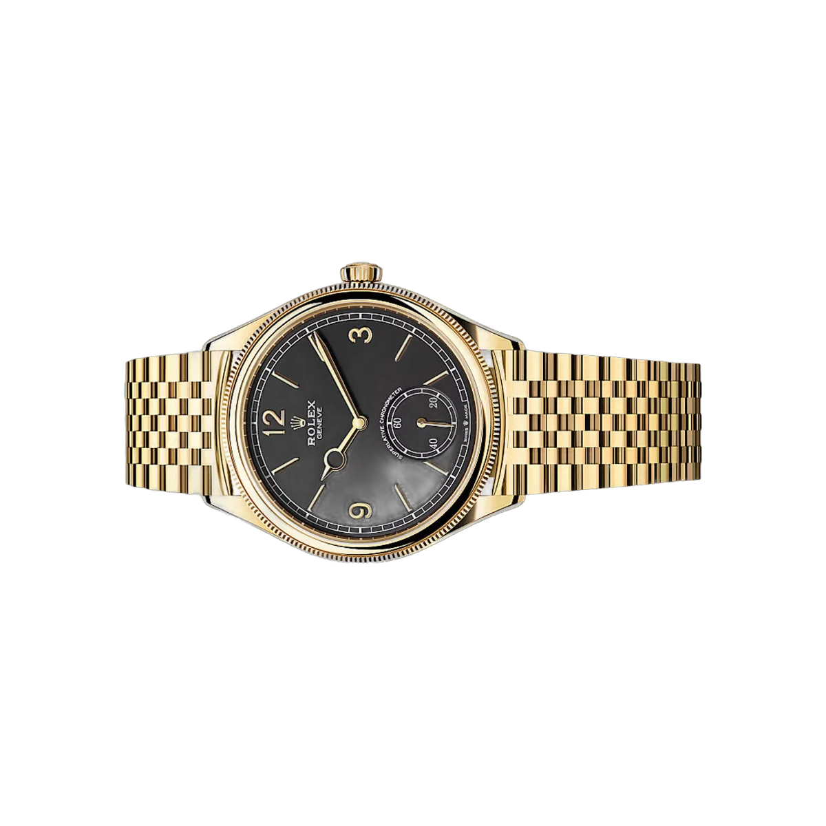 Rolex Perpetual 1908 - 52508-0007 Gelbgold Settimo Armband Schwarzes Zifferblatt 39mm Unisex Uhr