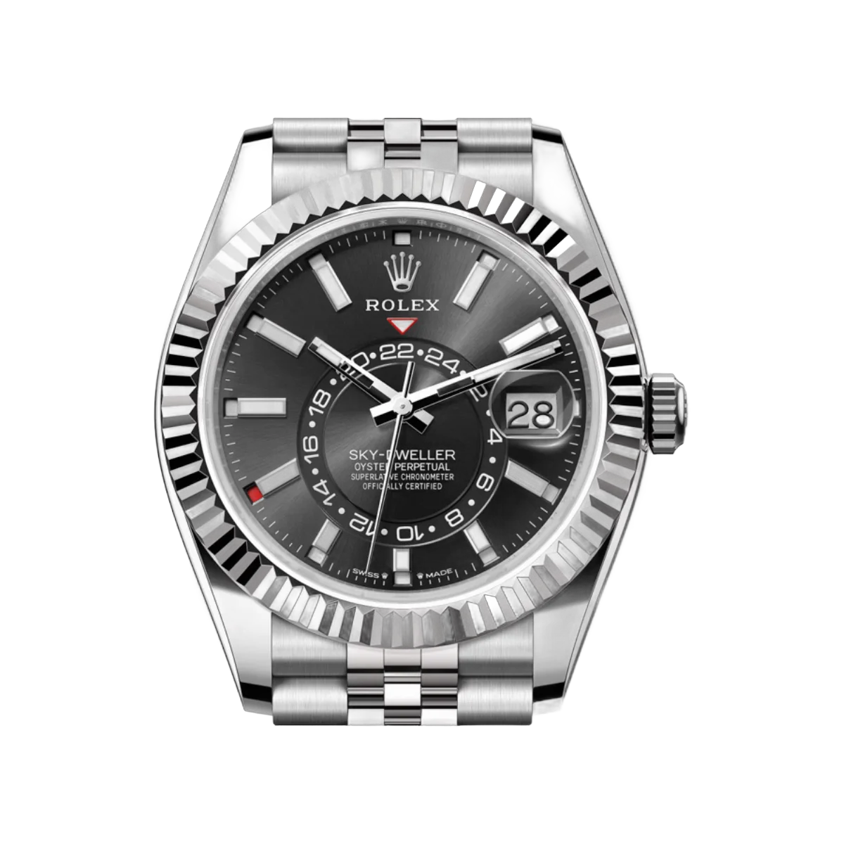 Rolex Sky Dweller 336934-0008 Herrenuhr, Weißgold, hellschwarzes Zifferblatt, 42 mm