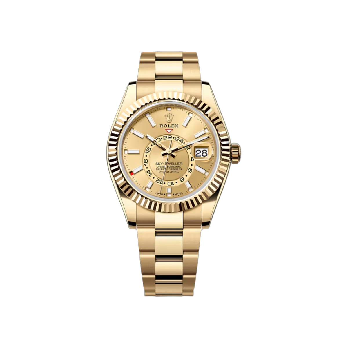 Rolex Sky Dweller 336938-0001 Yellow Gold Champagne Dial 42mm Men’S Watch