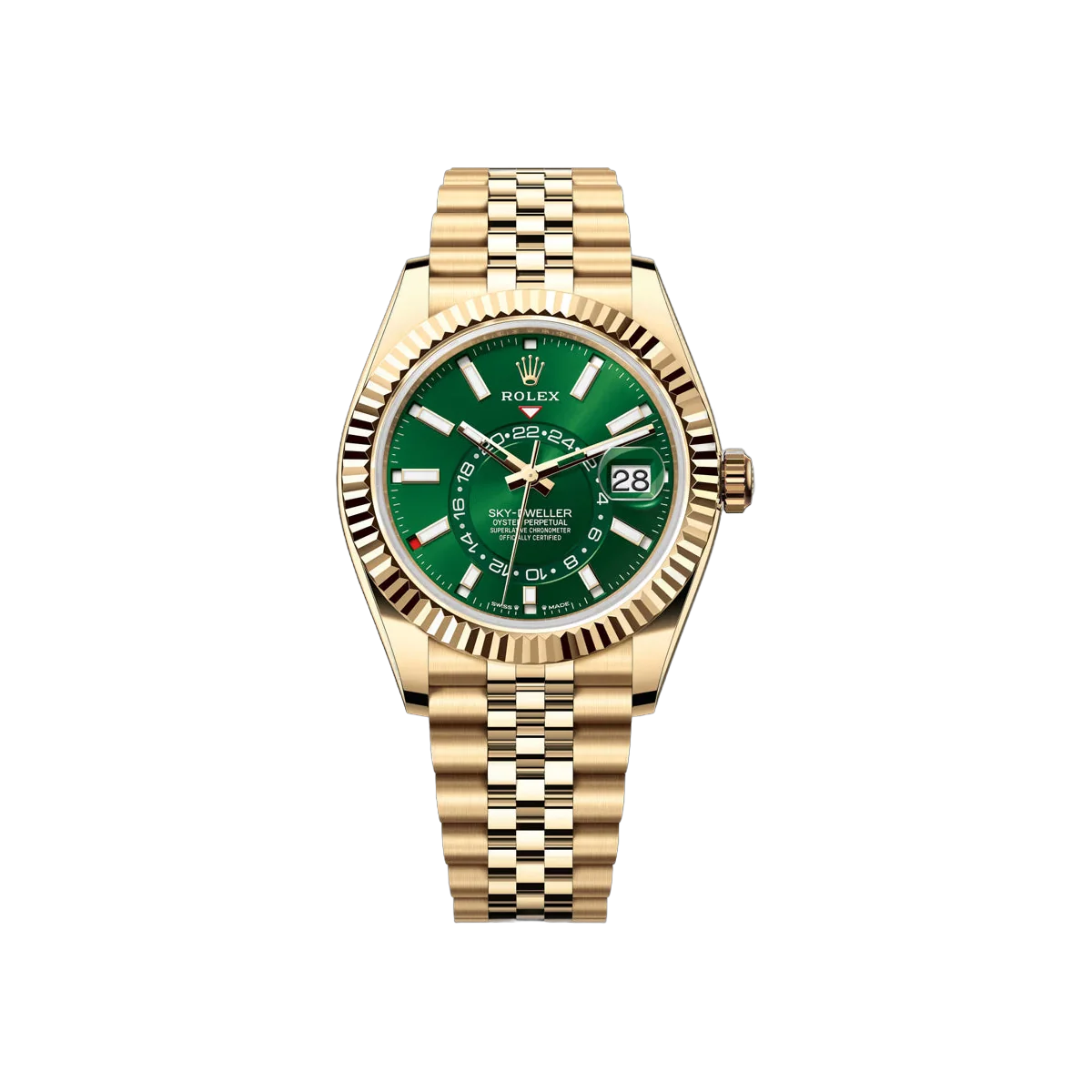 Rolex Sky-Dweller 336938-0008 Yellow Gold 42mm Green Dial Men’s Watch