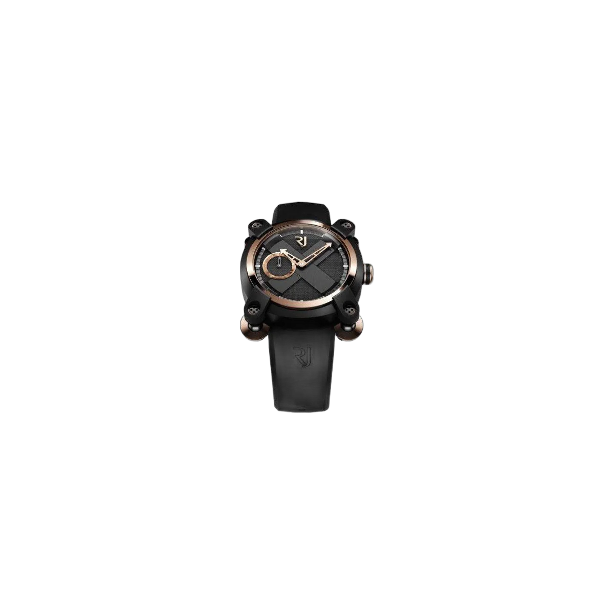 Romain Jerome Moon Invader 红色金属计时码表 46 毫米黑色 Pvd 涂层钢18Kt 玫瑰金男士手表
