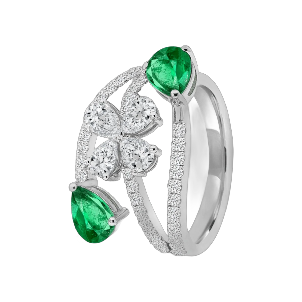 Runder Birnenschliff CS-Ring – 2.16 Karat,HRD-F-G VS-SI,1044R,Gesamtgewicht – 5.52g