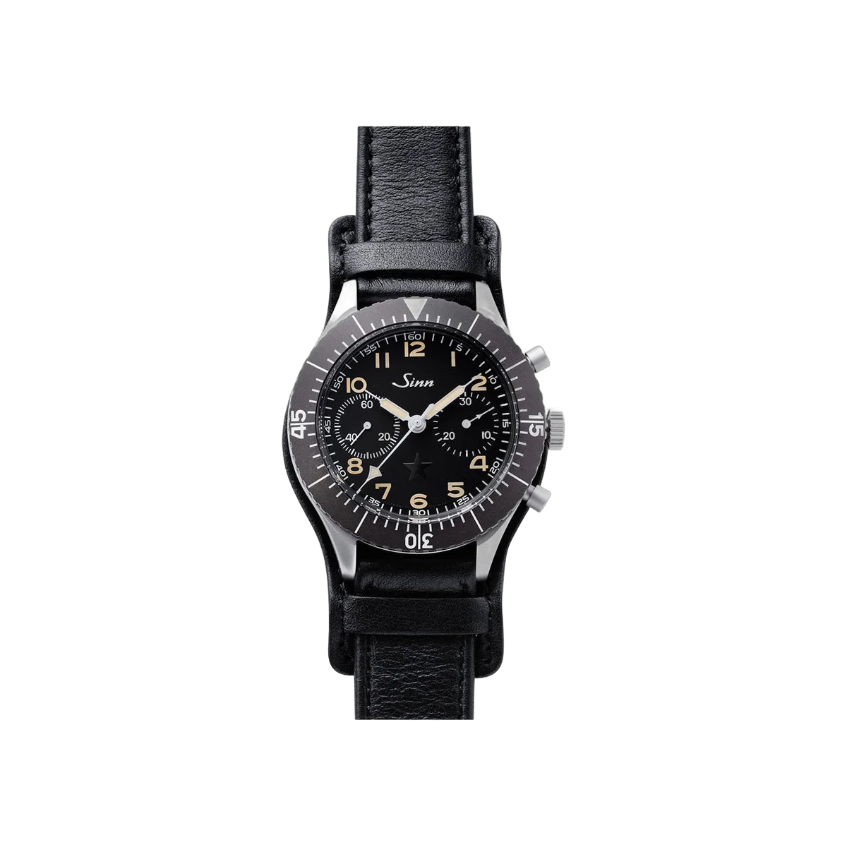 Sinn The Rake & Revolution Bundeswehr Dark Star 155.660 ساعة رجالية بمينا سوداء 43 مم
