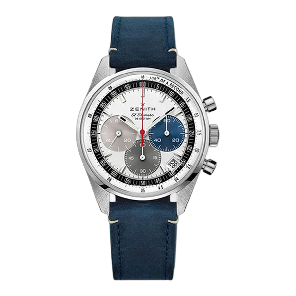 Zenith Chronomaster Original 03.3200.3600/69.C902 Tri-Color Dial 38Mm Stainless Steel Blue Leather Straps Unisex Watch